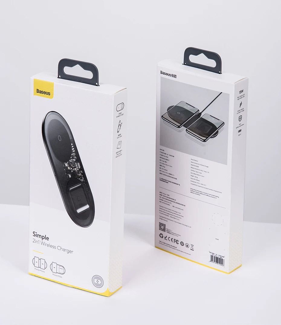Carregador sem Fio Almofada de Carregamento sem Fio Visível para Samsung Carregamento para Airpods Duplo de 15w para Iphone Baseus xs xr Galaxy Note 10 Plus Nota 9 8 S10 s9 11 Pro Max x 23 Baseus Carregador sem fio duplo de 15W