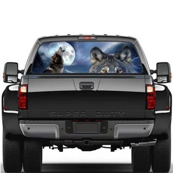 

168*74cm Car SUV Truck Rear Window Tint Graphic Decal Night Wolf Howling Vinyl Sticker Decoration HOT