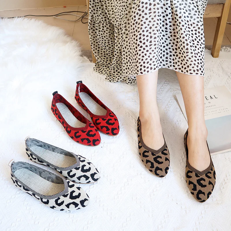 

Flat Shoes Outdoor New Women Flats Women Slip on Flat Loafers Pointed Toe Shallow Ballet Flats Shoes Casual Leopard Flats 2020