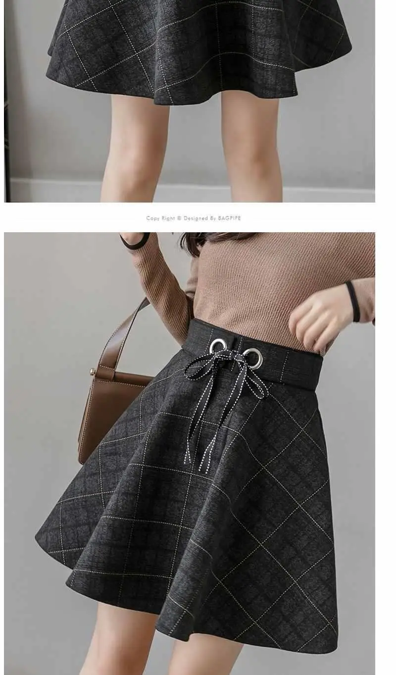 sequin skirt High Quality New Autumn Pocket Woolen Blend Winter Shorts Women Fashion Button Plaid Office Work Skirt Retro Women Mini Skirts denim skirts for women