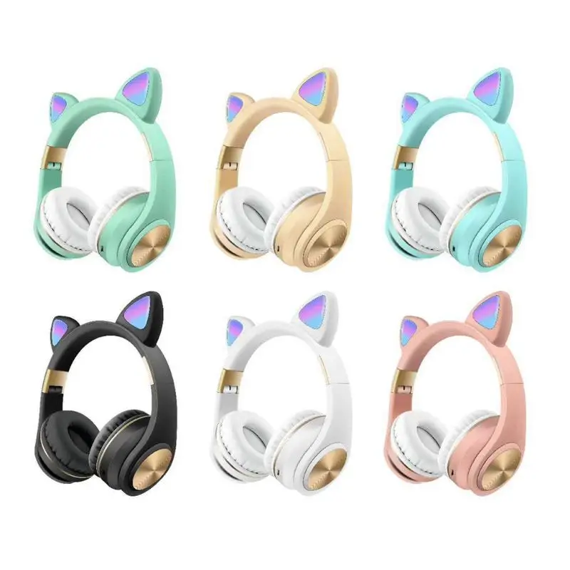Cat Ear LED Light Wireless Foldable Bluetooth Headphones Flashing Glowing 28GE
