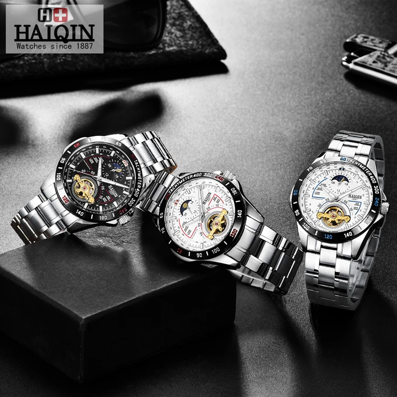 Haiqin Menmens Watches Top Brand Luxury Watch Men Mechanical Military Waterproof Wristwatch Mens-5