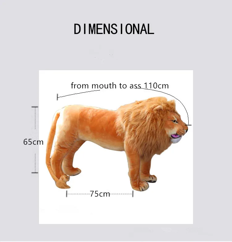 new quality simulation lion king animal plush toy giant animals lion toy for children christmas gift home decoration 110cm (2)