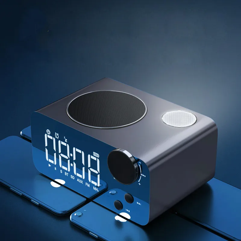 Будильник беспроводной Bluetooth динамик светодиодный цифровой FM Радио электронный настольный табке часы Сенсорное зондирование