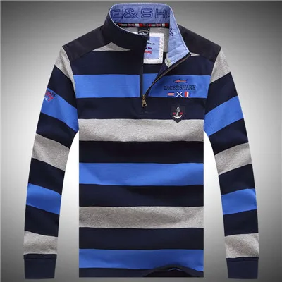 651-BLUE Модный брендовый мужской свитер Tace& Shark, высокое качество, стоячий воротник, половина молнии, прямой мужской свитер, пуловеры с вышитой акулой - Цвет: 651-BLUE