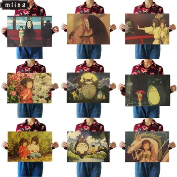 

1PC Retro Kraft Paper Poster Japanese Anime Cartoon Children's Room Posters Kraft Paper Indoor Bar Cafe Decorative Painting