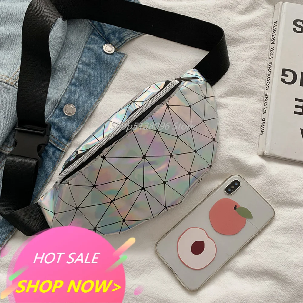 Riñonera Reversible con purpurina de lentejuelas para mujer, bolsa de cintura con purpurina, monedero a la cadera, bolsa láser, para pecho, novedad de 2021