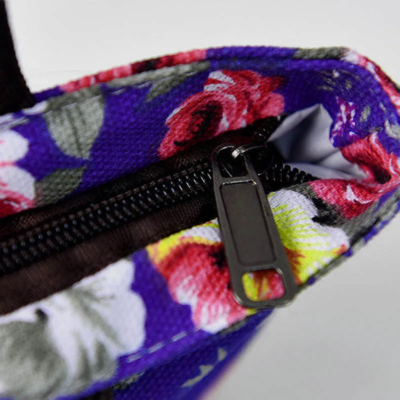 Simple Fashion Women Messenger Bags Canvas Flowers Printed Zipped Girls Handbag Ladies Shoulder Bag Big Capacity Best Sale