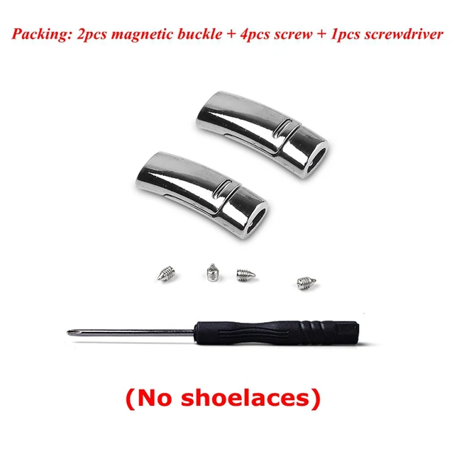 Magnetic lock Elastic Shoelaces Flat Of Sneakers No tie Shoe Laces Metal locking Easy to put on and take off Lazy Shoelace Metal lock silver