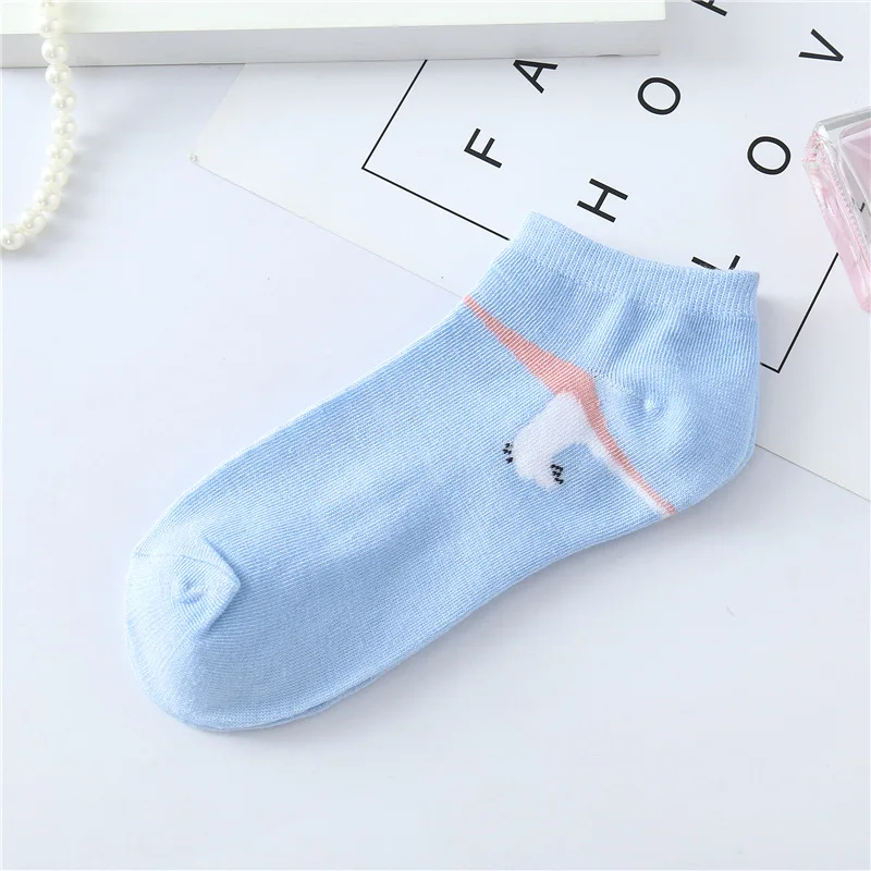 Осенние и зимние корейские японские носки женские носки с рисунком розового медведя милые забавные носки для животных хлопковые незаметные носки - Цвет: Синий