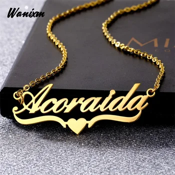 

Custom Necklaces Heart Gold Stainless Steel Jewelry Nameplate Personalized Name Choker Necklace for Women Girl Mother's Day Gift