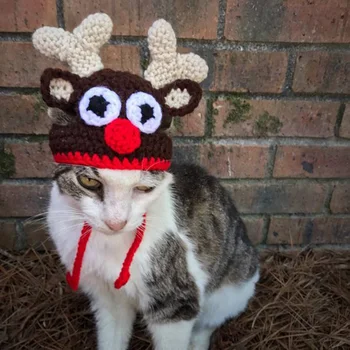 

Pet Christmas Costume Pet Dog Cat Festival Cosplay Cute Elk Deer Antlers Hat With Long Straps
