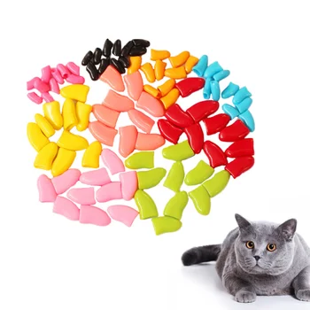 

140pcs/7 Sets Pet Nail Caps Lovely Pet Claw Cover Paw Claw Control Nail Protector for Cat Size XS (Mixed Color)