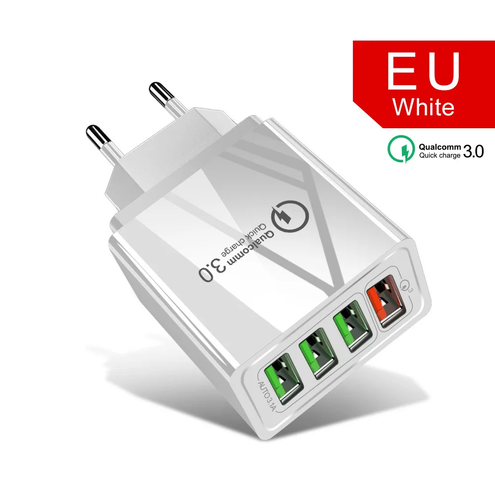 48W Quick Charger 3.0 USB Charger For Samsung Note 10 A50 iPhone 11 Pro MAX 7 8 Tablet QC 3.0 Fast Wall Charger EU Plug Adapter - Тип штекера: EU white