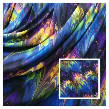 

big stretch colorful feather flame spandex bottom printed cloth fabric Latin dance performance diy clothing fabric