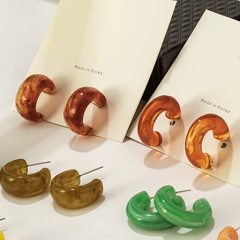 

New Fashion Korean Acrylic Round Dangle Earrings For Women Simple Vintage For Earrings 2020 Girls Party Gift For Women Jewelry