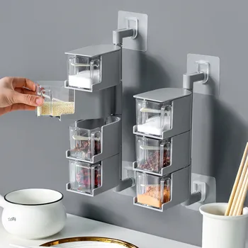 

Sichuan House Kitchen Seasoning Box Combination Set Household Glutamate Sugar Salt Seasoning Jar Seasoning Storage Box