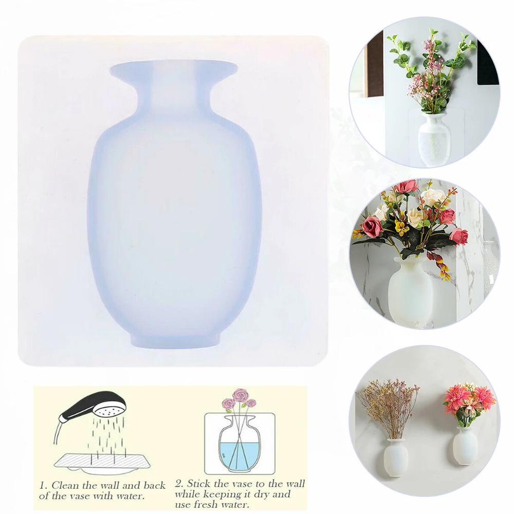 Wall Hanging Vase Rubber Silicone Sticky Flower Container Floret Bottle Decor