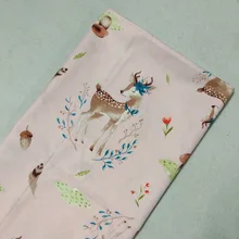 Милая розовая яркая одежда из хлопка с принтом оленей и грибов, 50x160 см, детская одежда из Ткани в стиле пэчворк с животными, платье, украшение для дома