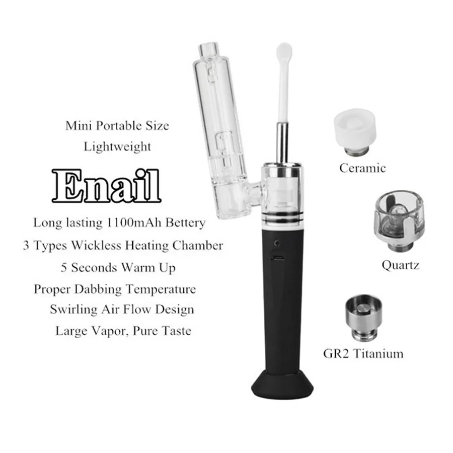 Портативный Dab Rig для воска E Nail Kit воск испаритель керамический кварц Ti Nail 1100mAh батарея электрическая ручка для отпечатков пальцев с секлянная труба для воды