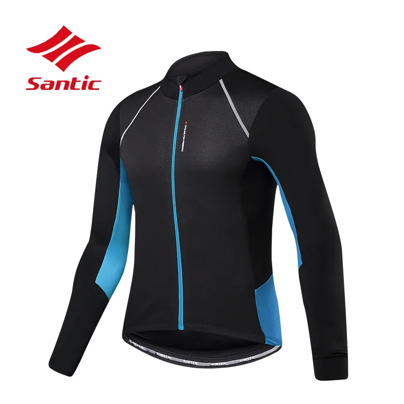 

Santic Winter Men Thermal Fleece Windproof Long-sleeved Cycling Jacket Breathable Mountain Road Coat Outdoor Sport Clothing
