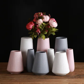 

Nordic Exquisite Ceramics Flover Vase Glazed Porcelain Flowerpots Household Decor Ornaments Flower Inserter Wedding Accessories