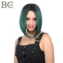 BCHR короткий Боб 13*4 синтетический парик на кружеве темно-зеленый термостойкий для женщин Ombre Косплей или вечерние парики