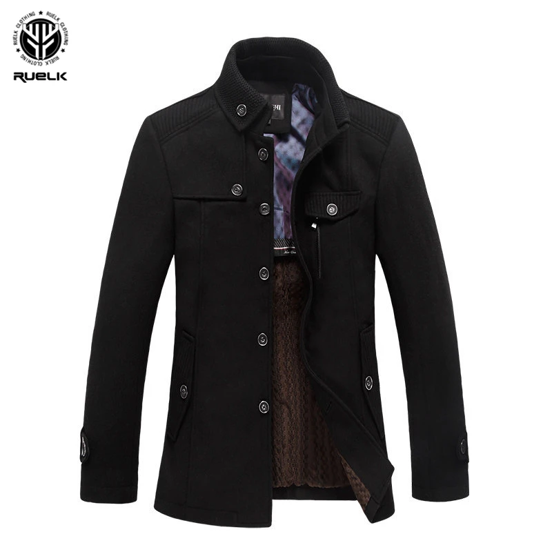 RUELK Autumn And Winter New Men's Business Casual Woolen Men's Jacket Plus Velvet Stand Collar Woolen Coat Windbreaker Men Top RUELK Autumn And Winter New Men's Business Casual Woolen Men's Jacket Plus Velvet Stand Collar Woolen Coat Windbreaker Men Top