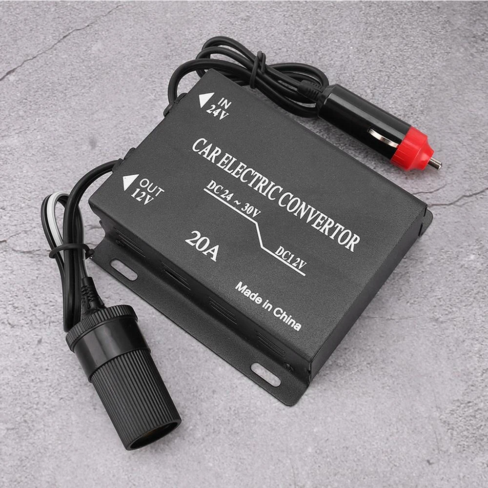 12V 24V 20A Car Power Supply Converter Auto Down Transformer Cigarette Lighter Type Accesorios For Trucks Buses Vehicle