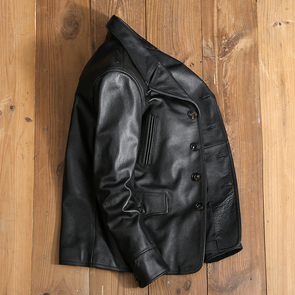 lambskin coat Free shipping.cheap.quality men genuine leather wind coat.wholesale black plus size cowhide jacket.classic casual winter 천연 가죽 cowhide leather jacket mens