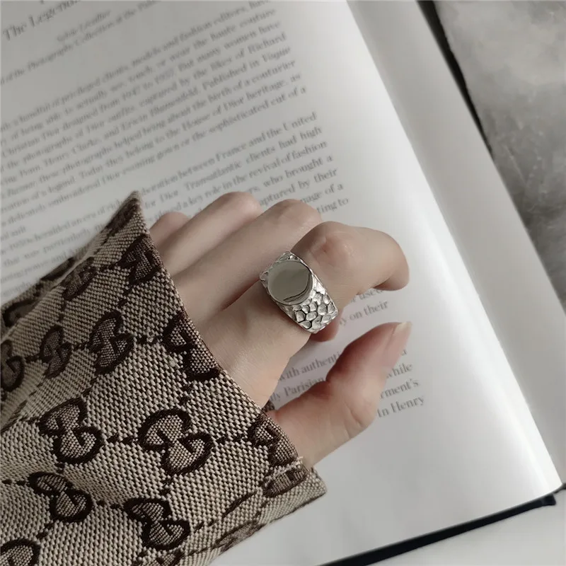 POFUNUO, европейские, американские, 925 пробы, серебряные кольца, шикарные, модные, необычные, особой формы, Круглые, гладкие, поверхностные, кольца на бедствие