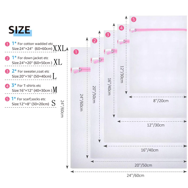 Складные мешки для белья, бюстгальтер, носки, нижнее белье, стиральная машина, защитная сумка на молнии, сетчатые сумки для хранения, органайзер, контейнер, 5 размеров