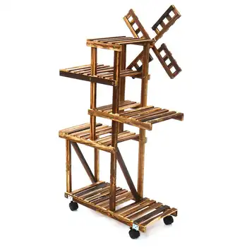 

5Layer Wooden Flower Stand Plants Shelf Flower Potted Windmill Plant Holder Display Outdoor Decor Planting Tools Kit