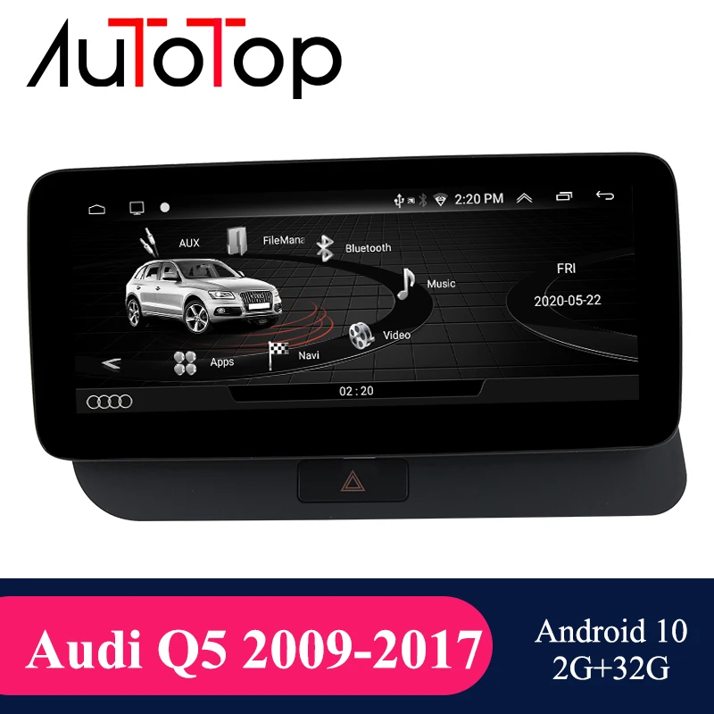 AUTOTOP Android 10 Car Head Unit GPS for Audi Q5 2009 2016 Google SWC