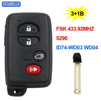 

3+1/4 Button Smart Remote Car Key FSK433.92MHz-5290-ID74-WD03 WD04 for Lexus for Toyota Camry Reiz Pardo + TOY48 Emergency Key