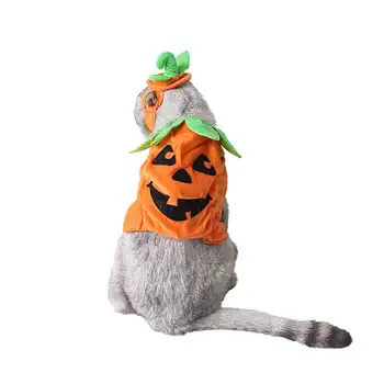 

Pet Cat Dog Halloween Costume Pumpkin Clothes Hat Suit Cat Small Dog Clothes With Headgear Excellent Material Fashion New Safety