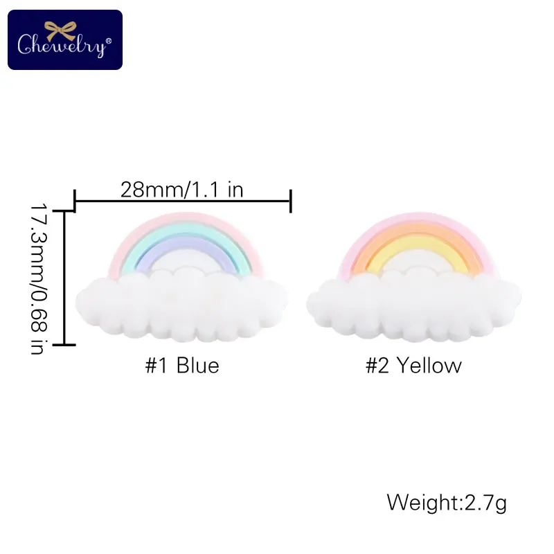 5pc Silicone Beads Rainbow Mini Cloud Tiny Rod Rodent Food Grade Baby Teether DIY Pacifier Chain Nursing Bracelet Baby Product