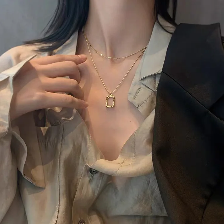Fashion Double Strand Metal Necklace 