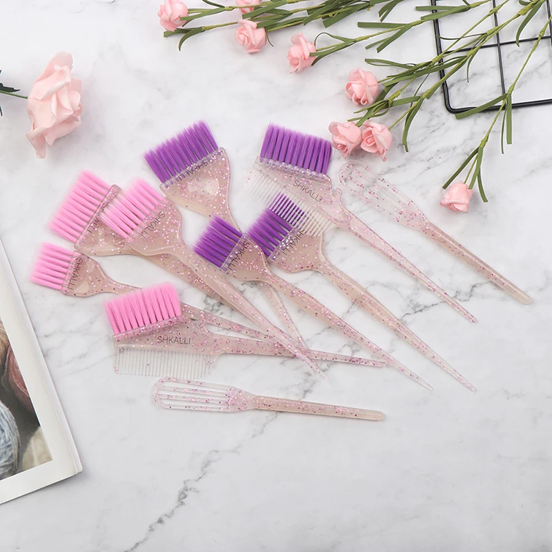 5pcs New Practical Hair Color Brush Kit Hair Coloring Brush Set For Hair Dye Hair Bleach Salon Hair Styling Brush 2 Colors