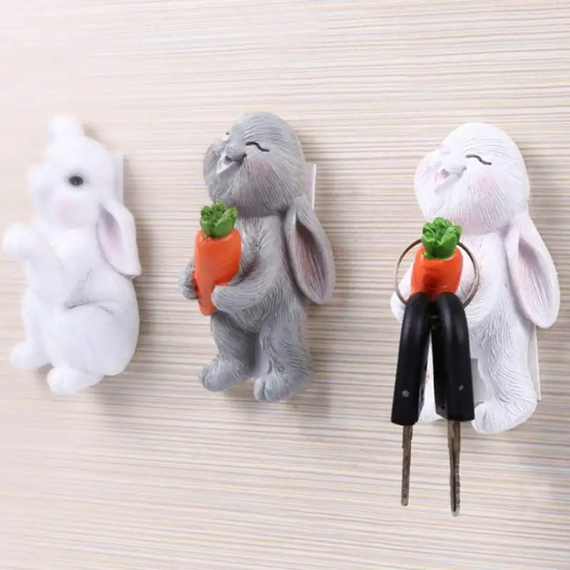 

Cute Wall Hook Key Hair Pin Holder Organizer Decorative Organizer Cartoon Rabbit Shaped Holder Organizer
