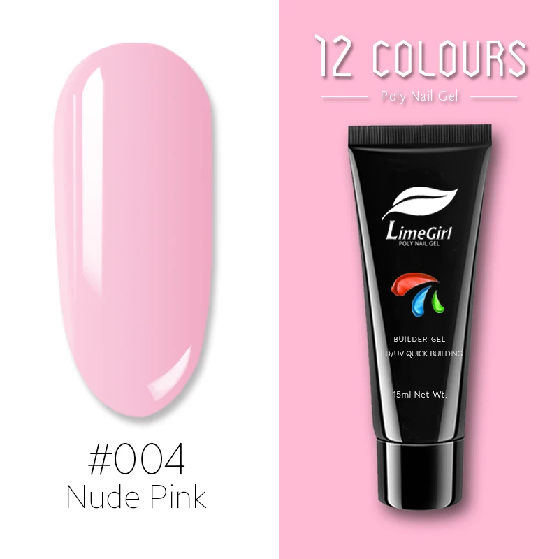 004 Limegirl, 15 г, полигель, профессиональный Гель-лак для наращивания ногтей, полигель для нейл-арта, набор полигелевых ногтей, акриловый гель, кончики для ногтей - Цвет: 004