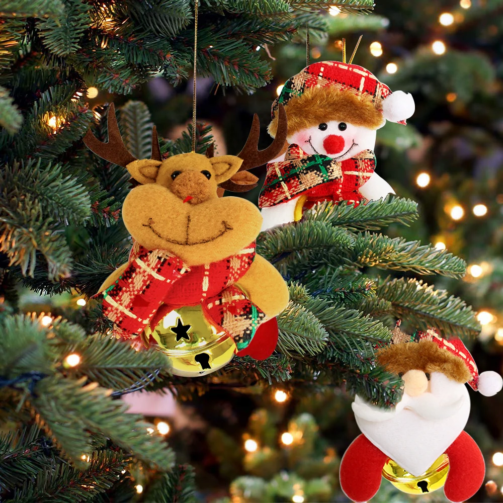 

2020 New Year Party Merry Christmas Decorations for Home Ornaments Xmas Gift Santa Claus Snowman Tree Small Bell Doll Hang Decor