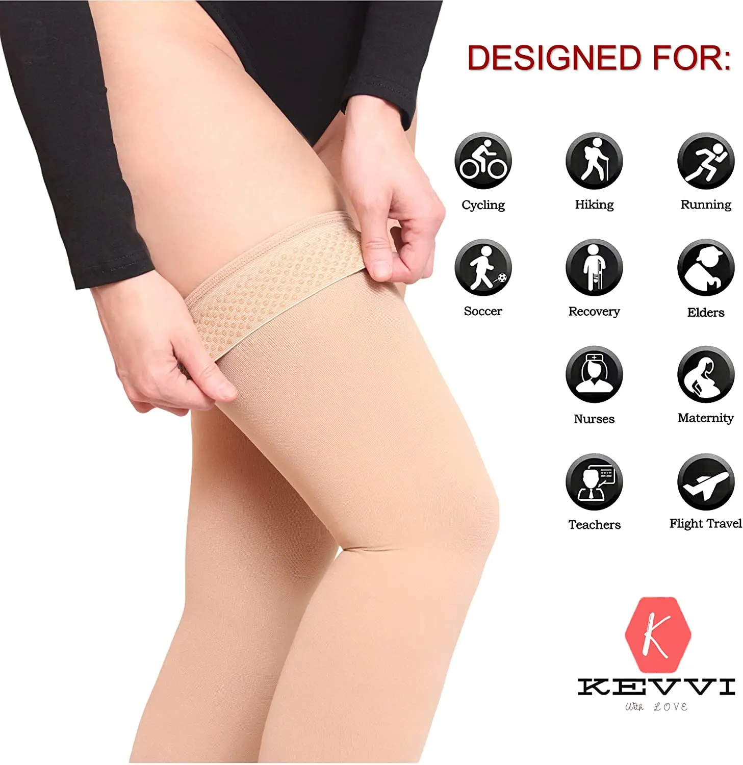Medical Compression Stockings for Women Full Leg Ted Hose 30-40