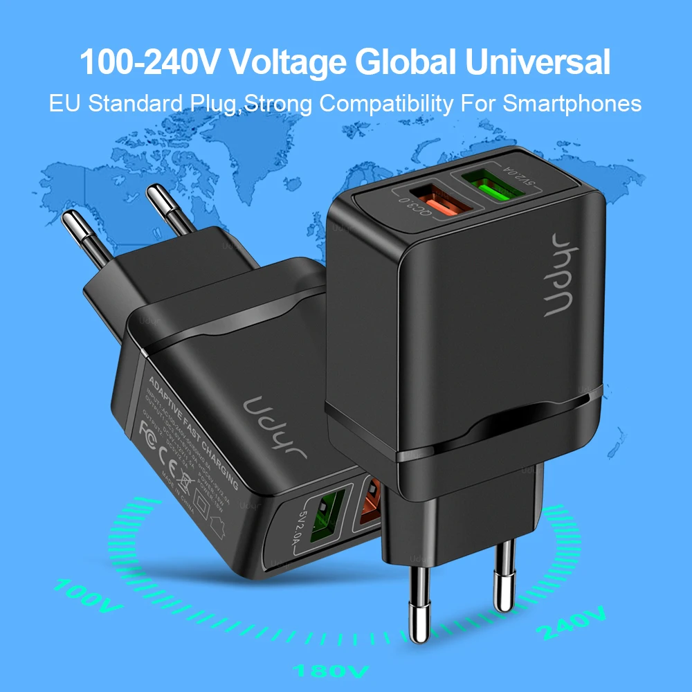 Udyr Quick Charge 3 0 28W QC Dual USB зарядное устройство адаптер EU вилка дорожный настенный