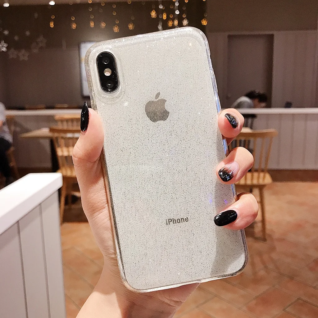 LISCN защитный чехол для телефона для iphone 8Plus 7 8 6s 7P iphone 6 5 5S SE XR Xs мягкий блестящий чехол для iphone Xs Max чехол - Цвет: White
