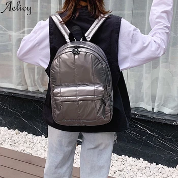 

Aelicy Korean Version Backpack Simple NylonTravel Bag for Women Fashion Versatile Solid Color Backpack Student Zipper School Bag
