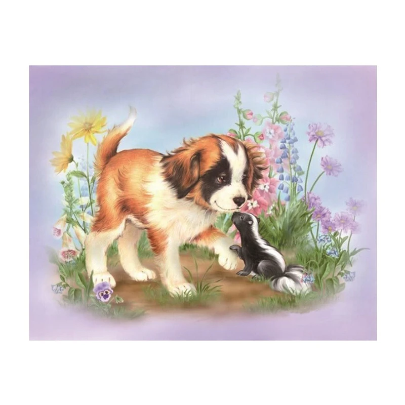 

Round Drill Diamond Painting 5D Diy Diamond Embroidery Cross Stitch Kneeling Puppy Rhinestone