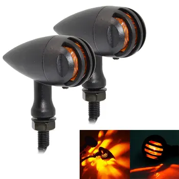 

Motorcycle M10 Black Bullet LED Brake Blinker Light Turn Signal Flashing with E-mark For Harley Cruiser Chopper Indicator Lights
