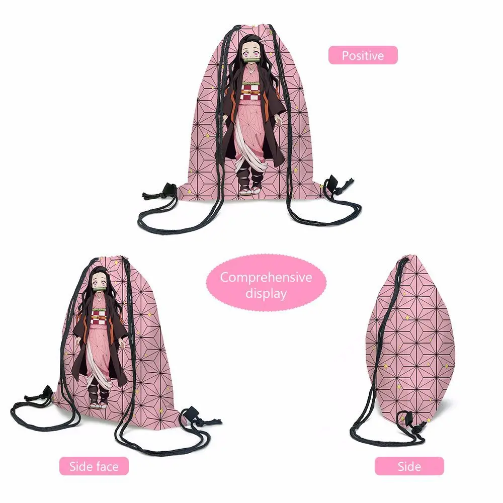 Anime Demon Slayer Kimetsu No Yaiba Tomioka Giyuu Drawstring Bag Teenage Girl Boys Fashion Storage Backpack Travel Bags Gift sexy cosplay