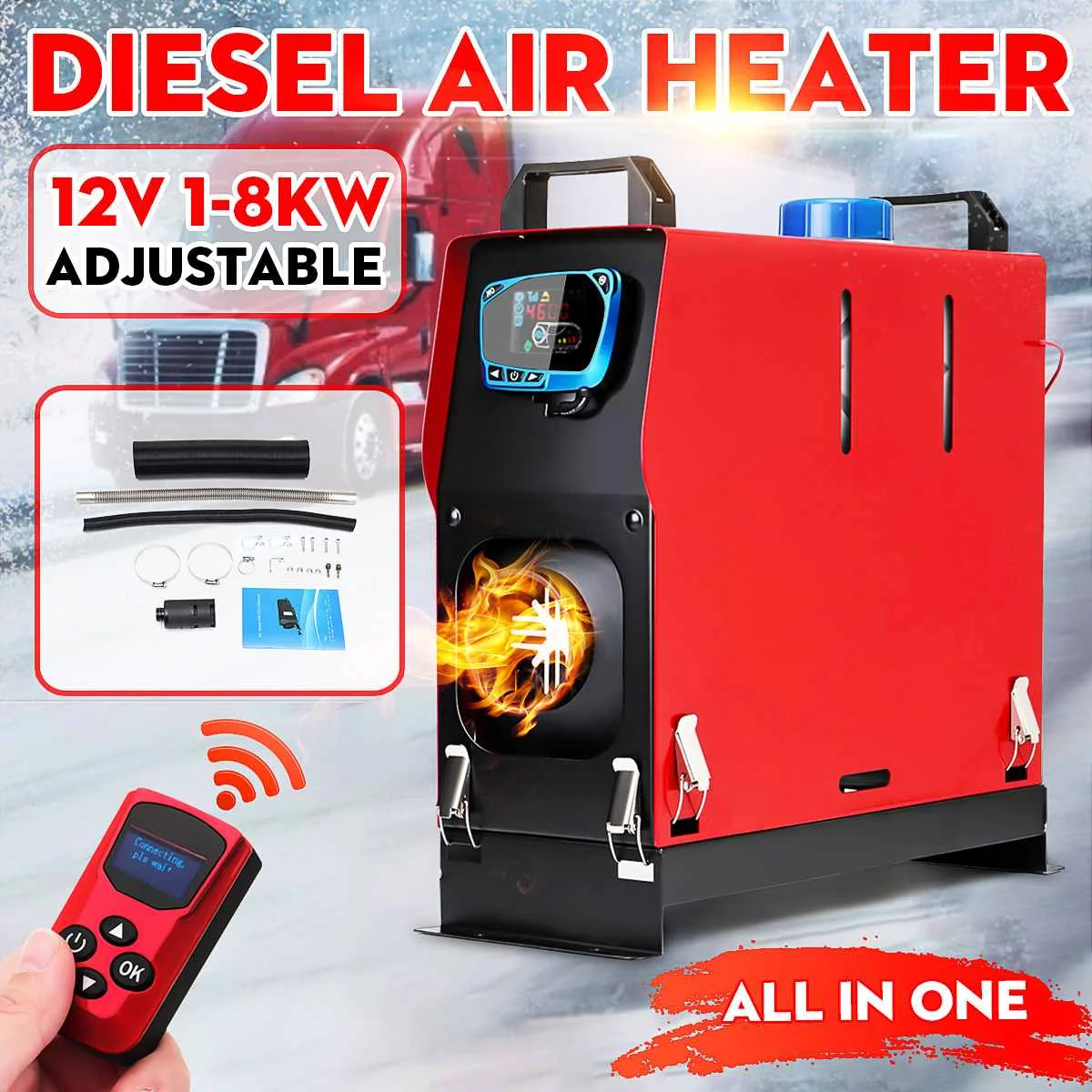 

12V 8KW Car Heater All in One Heating Diesel Air Heater LCD Monitor Parking Warmer Quick Heat For Truck Bus Motorhome